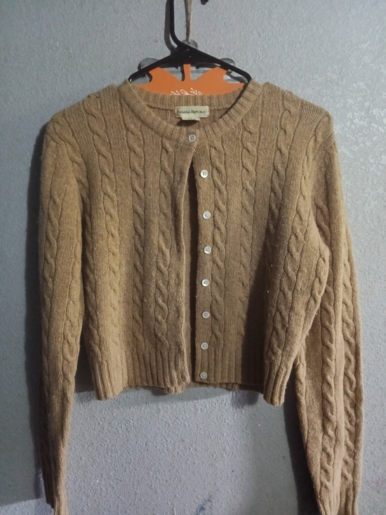 Banana Republic Sweaters - Vintage 90s Banana Republic Cable Knit Button-Front Cardigan in Browns